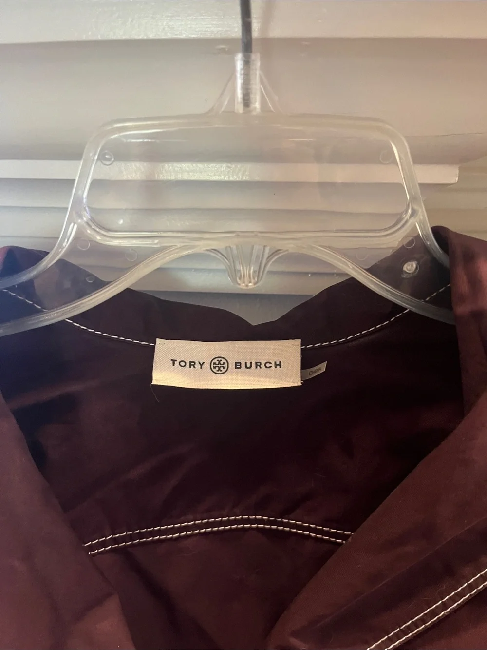 Tory Burch Plum Sailor Pullover with Contrast White Stitching
